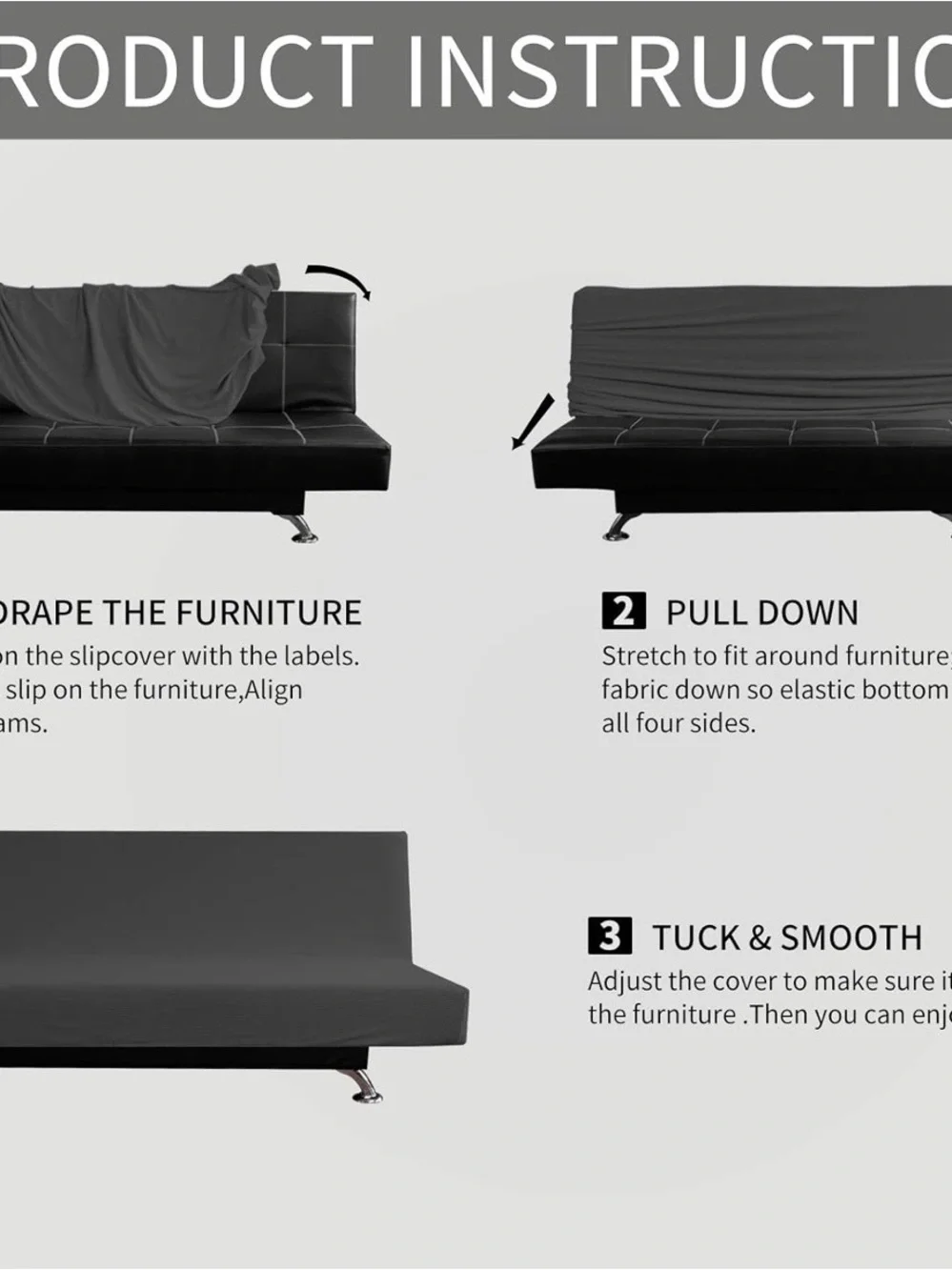 Dark Gray Stretch Futon Cover